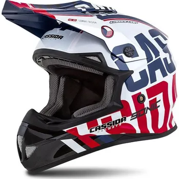 Helma na motorku Přilba Cross Cup Sonic, CASSIDA (červená/modrá/bílá/černá) M