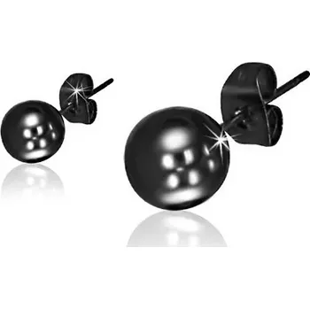 Náušnice Puzetové náušnice z oceli, lesklé kuličky černé barvy
