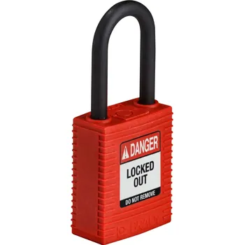 Visací zámek HAPPY END Nylonový zámek s nylonovým okem SafeKey standard,červená,1 ks - BY 24B27/1