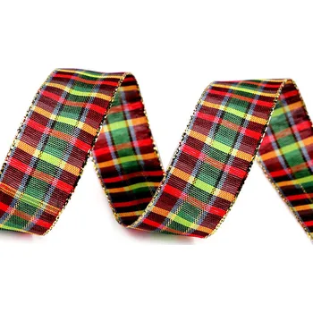 Stuha Károvaná stuha s lurexem šíře 25 mm