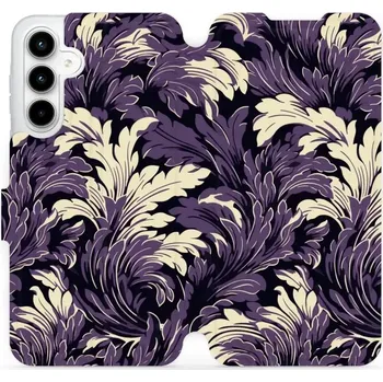 Pouzdro na mobilní telefon Flipové pouzdro Mobiwear - Samsung Galaxy A35 5G - VA46S Fialové rostliny (Knížkové flip pouzdro, obal, kryt na mobil Samsung Galaxy A35 5G - VA46S Fialové rostliny, materiál Umělá kůže + TPU - ochrana 360°, stojánek, silikonová vanička, magnetické zavírá