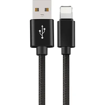 Datový kabel Pletený kabel 1m USB na lightning Barva: černý