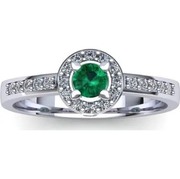 Prsten Prsten s přírodním smaragdem a diamanty PZ180029 Materiál: Bílé zlato 14kt, Velikost: 50