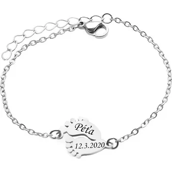 Náramek Dámský náramek z chirurgické oceli Dětské nožičky Classic