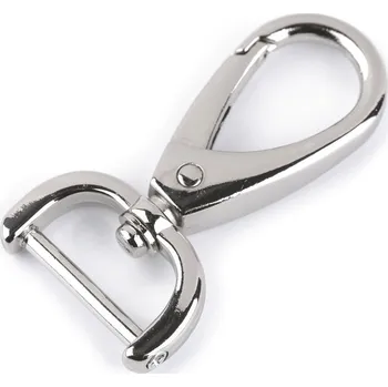 Kovová karabina otočná se šroubovacím průvlekem 19 mm, barva 2 nikl