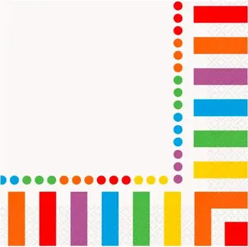 Papírový ubrousek Papírové party ubrousky puntíky a proužky 16 cm (Papírové party ubrousky puntíky a proužky 16 cm)