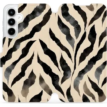 Pouzdro na mobilní telefon Flipové pouzdro Mobiwear - Samsung Galaxy A35 5G - VA53S Zebří (Knížkové flip pouzdro, obal, kryt na mobil Samsung Galaxy A35 5G - VA53S Zebří, materiál Umělá kůže + TPU - ochrana 360°, stojánek, silikonová vanička, magnetické zavírání)
