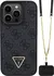 Pouzdro na mobilní telefon Guess PU 4G Strass Triangle Metal Logo + Crossbody popruh pro Apple iPhone 15 Pro černý