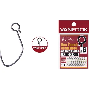 Rybářský háček Bezprotihrotý jednoháček na woblery VANFOOK SOC-33BL - Velikost 6, 8 ks