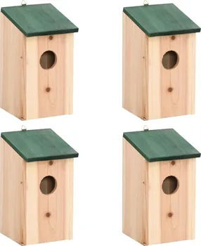 Hnízdní budka Ptačí budka dřevěná přírodní/zelená 4 ks 12 x 22 x 12 cm