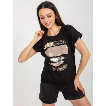 Dámské tričko Rue Paris Dámské tričko s potiskem Teiwain černá S/M