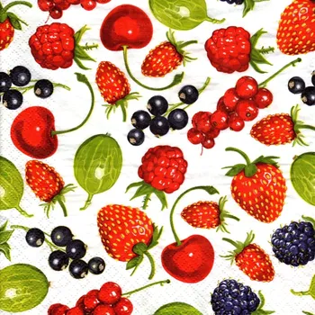 Papírový ubrousek UBR66, Ubrousek, 16x16 cm, JARNÍ MOTIV - OVOCE, 1 bal.