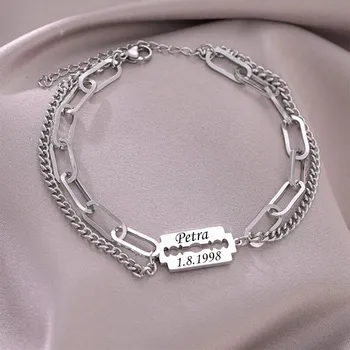 Náramek Dámský náramek z chirurgické oceli Žiletka