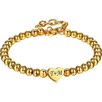 Náramek Dámský ocelový náramek Ariel se srdíčkem zlatý