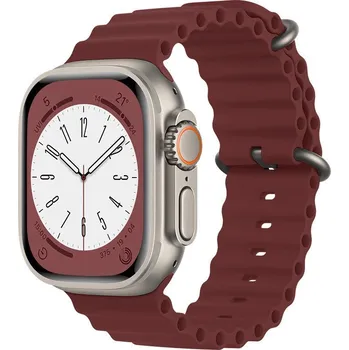 Řemínek na hodinky AW Oceánský tah na Apple Watch - Vínově červená Šířka uchycení řemínku: 44/45/46/49mm, Barva: Vínově červená IR-OCT12