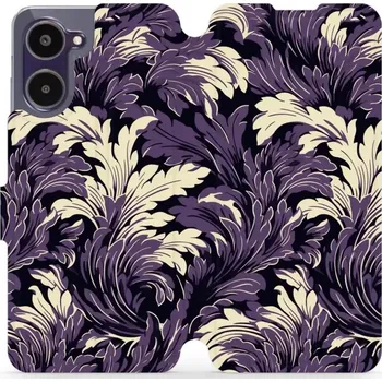 Pouzdro na mobilní telefon Flipové pouzdro Mobiwear - Realme 10 - VA46S Fialové rostliny (Knížkové flip pouzdro, obal, kryt na mobil Realme 10 - VA46S Fialové rostliny, materiál Umělá kůže + TPU - ochrana 360°, stojánek, silikonová vanička, magnetické zavírání)