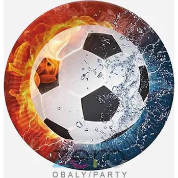 Jednorázové nádobí Tácek papírový kulatý s fólií pr. 18 cm (8 ks) - fotbalový míč