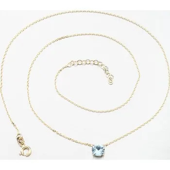 Náhrdelník Dámský náhrdelník žluté zlato 585 zirkon akvamarín 615G-003 délka 42 cm