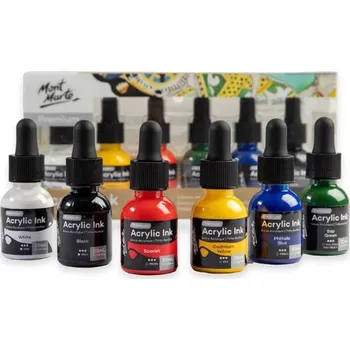 Vodová barva MontMarte Sada barevných akrylových inkoustů Premium - 6 x 20 ml