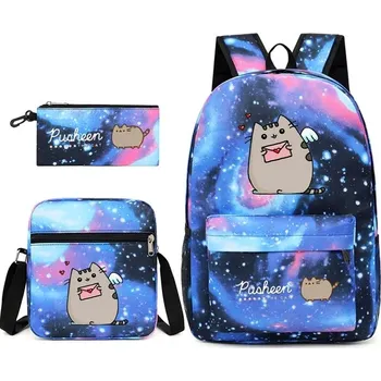 Školní batoh Trojdílná školní sada s motivem kočky - barva obrázku-365458