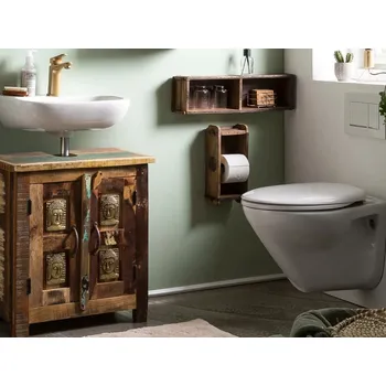 Dřevěný nástěnný držák na toaletní papír Brick Mould Mass - 15*10*33 cm