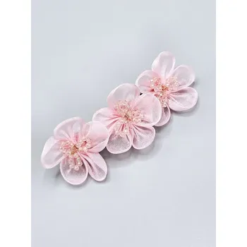 Ozdoba do vlasů Květinová spona do vlasů - růžový květ (8 x 1 cm)