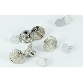 Knoflík Narážecí knoflík s hvězdičkami - stříbrná - průměr 2 cm