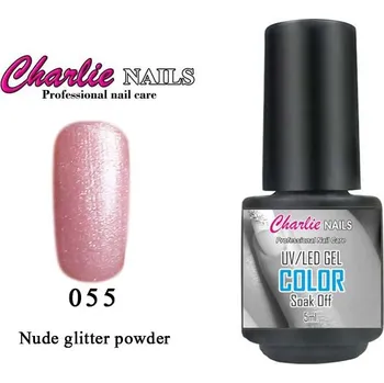 Charlie UV/LED Gel lak 5ml. č.55 růžový Nude glitter powder