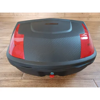 Zavazadlo na motocykl Motokufr 58 litrů top-case A12 jako GIVI, plotna monolock, červené odrazky