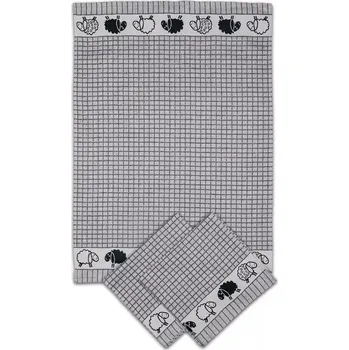 Utěrka Kuchyňská utěrka Bordura s ovečkami, egyptská bavlna (Kuchyňská utěrka, jaro, ovečka)