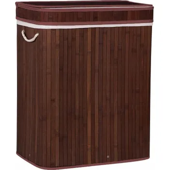 Úložný box Koš na prádlo 100l třídílný SPRINGOS BAMBUS tmavě hnědý