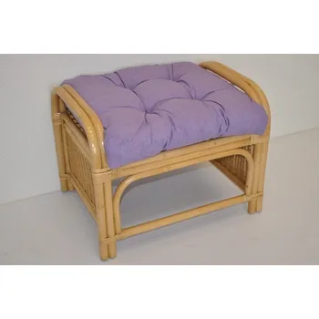 Taburet Nábytek PEGAS Ratanová taburetka Ear medová polstr fialový melír