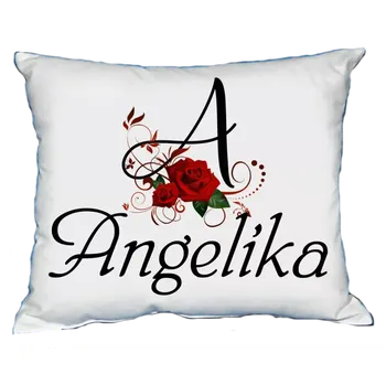 Dekorativní polštářek Polštář s dámským jménem ANGELIKA Červený (polštářek dámské jméno )