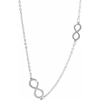 Módní doplněk JSB bijoux s.r.o. Ocelový náhrdelník dva ploché symboly nekonečna bez krystalů