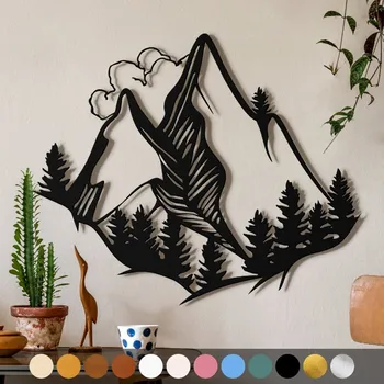 Obraz WoodenPuzzle.cz Dřevěný obraz - Hory Barva: Zlatá, Velikost: L