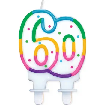 Svíčka Godan Číselná svíčka s tečkami, č. 60, 8 cm