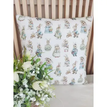 Povlak na dekorativní polštářek Povlak na polštář 40 x 40 cm – Zaječí rodinka | Ruční výroba z bavlny