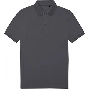 Pánské tričko B&C Prodyšná pánská směsová polokošile z jemného piqué Barva: šedá tmavá, Velikost: 5XL BCPU428