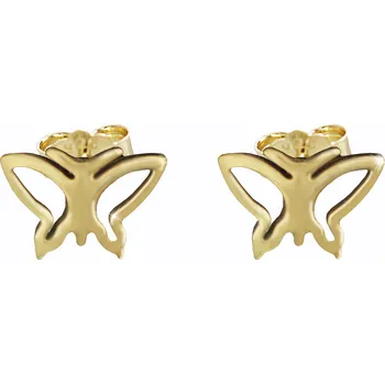 Náušnice JSB bijoux s.r.o. Zlaté ocelové náušnice puzety motýlek bez krystalů