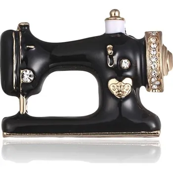 Souprava šperků B-TOP Luxusní brož ŠICÍ STROJ - zlatá/černá