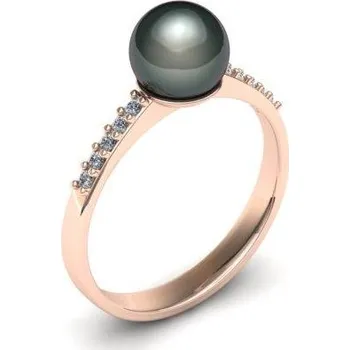 Prsten Prsten s černou perlou PP18001 Materiál: Bílé zlato 14kt, Velikost: 49