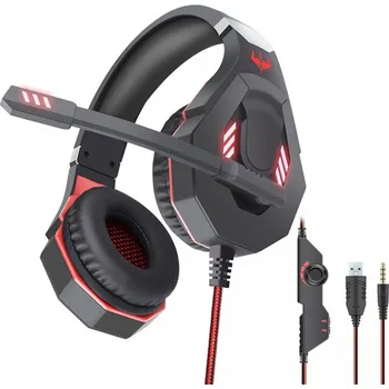 Sluchátka Sluchátka k PC Ovleng GT93 s mikrofonem Stylový headset od značky Ovleng v červené barvě, USB + 3.5mm