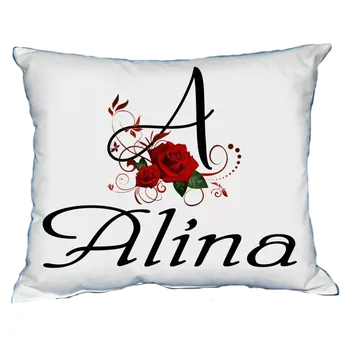 Dekorativní polštářek Polštář s dámským jménem ALINA Černý (polštářek dámské jméno )