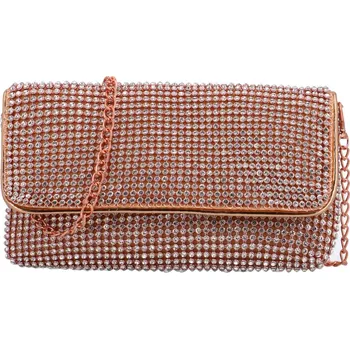 Kabelka Měkké třpytivé psaníčko s kamínky Loriana, růžová