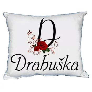 Dekorativní polštářek Polštář s dámským jménem DRAHUŠKA Červený (polštářek dámské jméno )