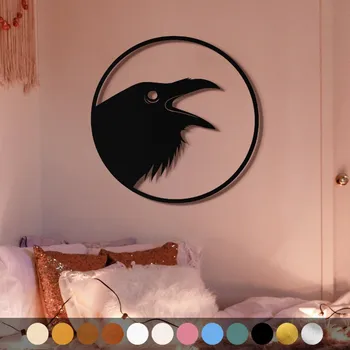 Obraz WoodenPuzzle.cz Dřevěný obraz - Havran Barva: Modrá, Velikost: M