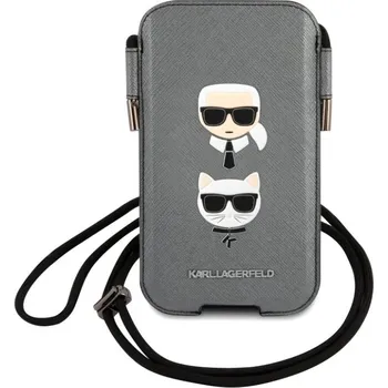 Karl Lagerfeld and Choupette Head Saffiano PU Pouch S/M Grey Stylová a praktická kapsa pro váš smartphone s logem světoznámé módní značky Karl Lagerfeld. Chrání telefon před poškozením a je i skvělým