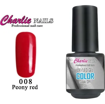 Charlie UV/LED Gel lak5ml. č.8 červený Peony red