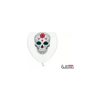 Balónek Latexové balonky bílé Dia de los Muertos 6 ks