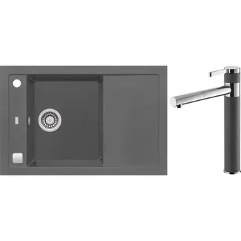 Alveus Set Formic 30 Granitový dřez s odkapem 760x500 mm + baterie Zina 04, steel, SETA447